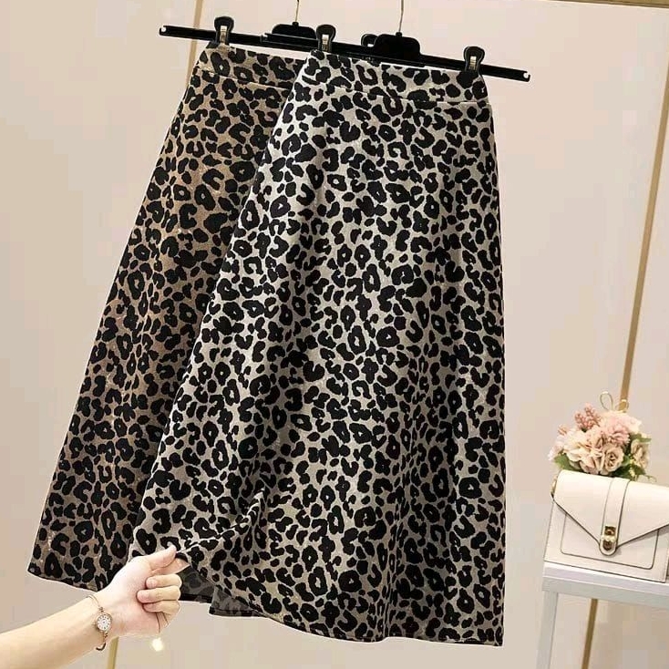 rok macan / rok leopard / rok midi a-line