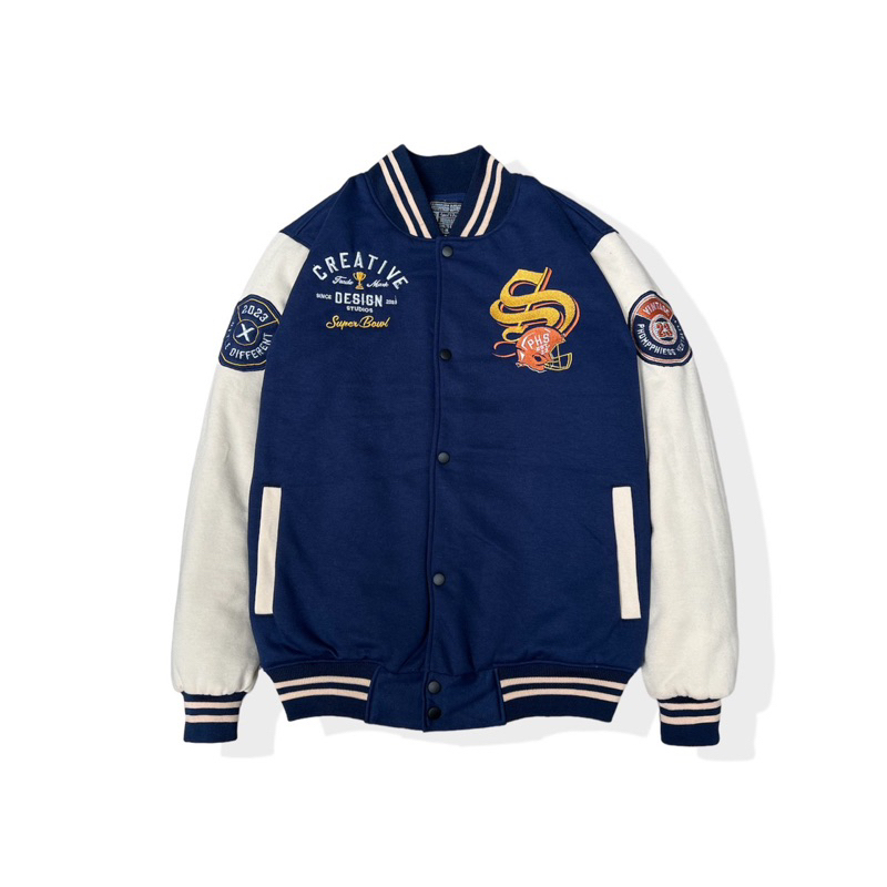 PHOMPPHIESS Jacket Varsity Jaket Baseball Full Bordir Pria Wanita