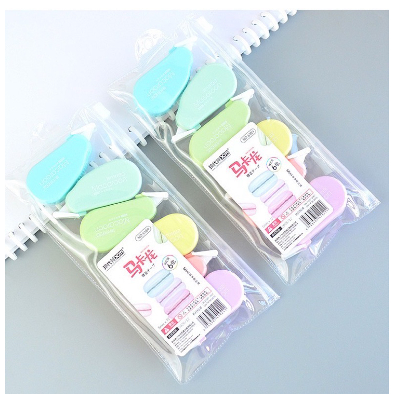 KENSHO Correction Tape Tipex Set Macaroon Candy Colour Aesthetic Isi 6 / Tip-ex Roll Kertas / Tipe-x Kering / Pita Penanda