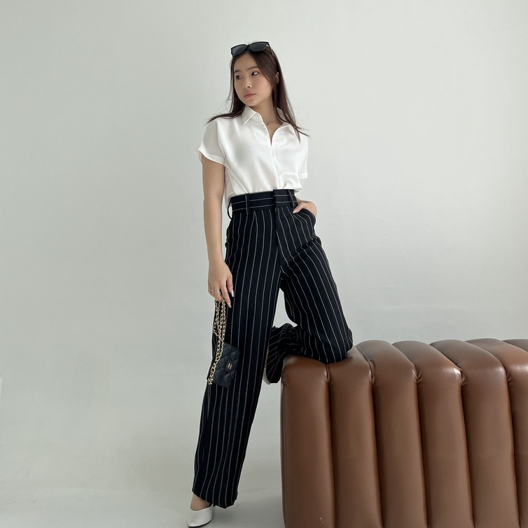 Zari Stripe Pants / Formal Pants / Celana Panjang Kasual / Korean Looks Pants