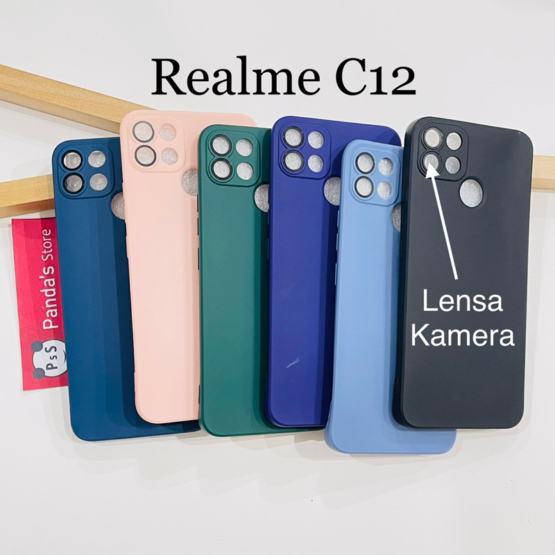 Case Realme C12 Lenspro Makaron Full Color Softcase Pro Lensa