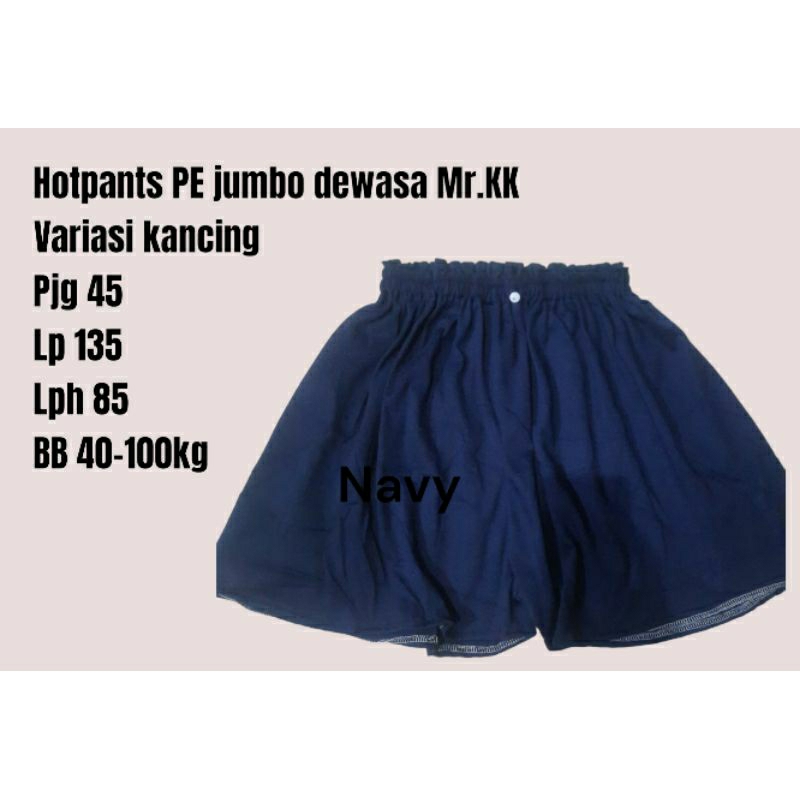 hotpants PE dewasa variasi kancing all size JUMBO L-XXL 40kg-100kg (paket isi 3 pcs hanya 45k)