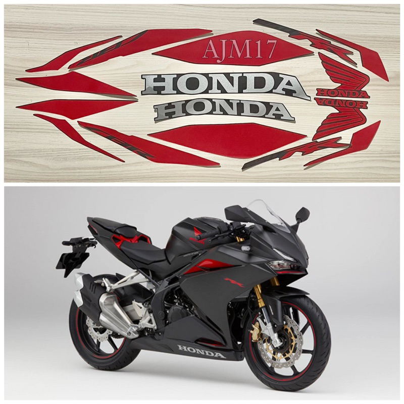 STIKER STRIPING CBR 250 RR 2018 HITAM DOFF MATT GUNPOWDER BLACK METALICK STANDAR ORI