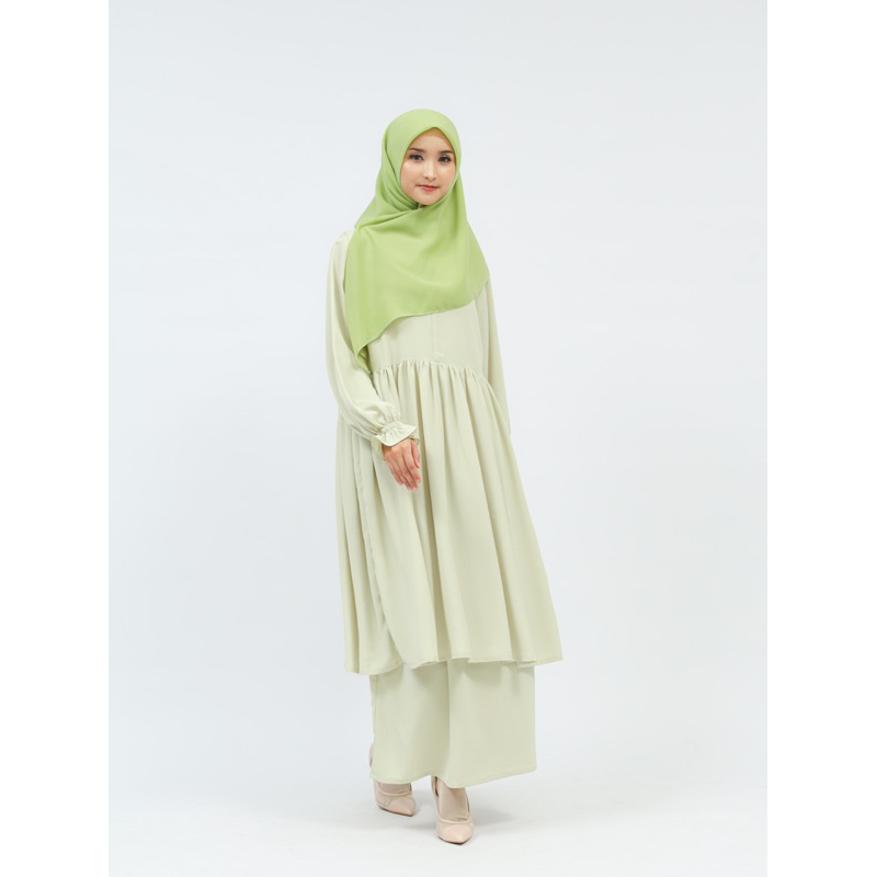 KINAKIA Setelan Tunik Rok Tunik Set Polos Tunik dan Rok Snow Sheer Zahra Set