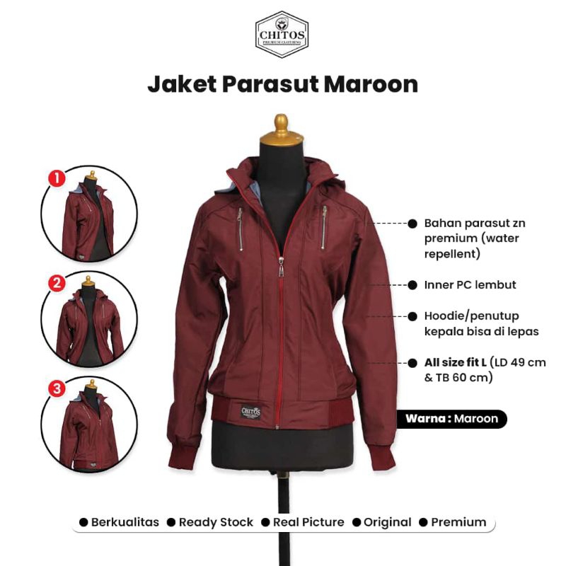 JAKET CEWE/JAKET PARASUT/JAKET MOTOR CEWE