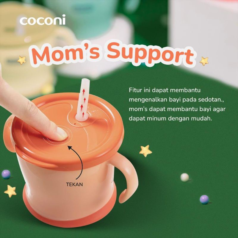 Coconi Early-age Straw Training Mug Gelas Sedotan Bayi Anak Gelas MPASI