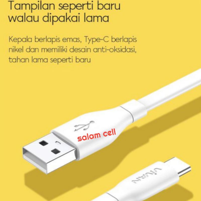 Kabel Data Type-C Vivan CBCS100S 2,4A Original Garansi Resmi