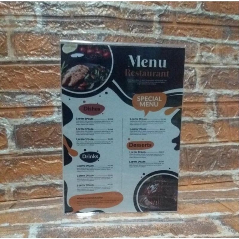 

Akrilik tentcard uk A4 tempat brosur tebal 2 mm