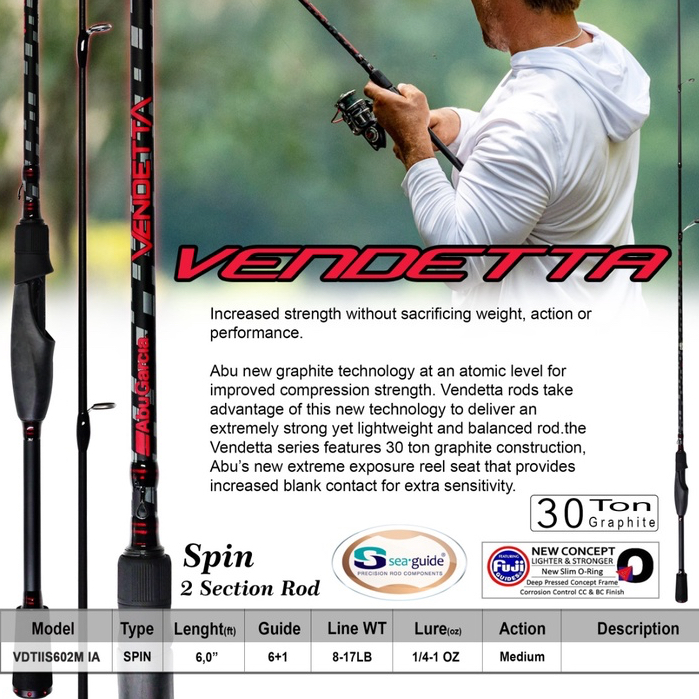 Joran pancing spinning abu garcia vendetta 602M/8-17lb