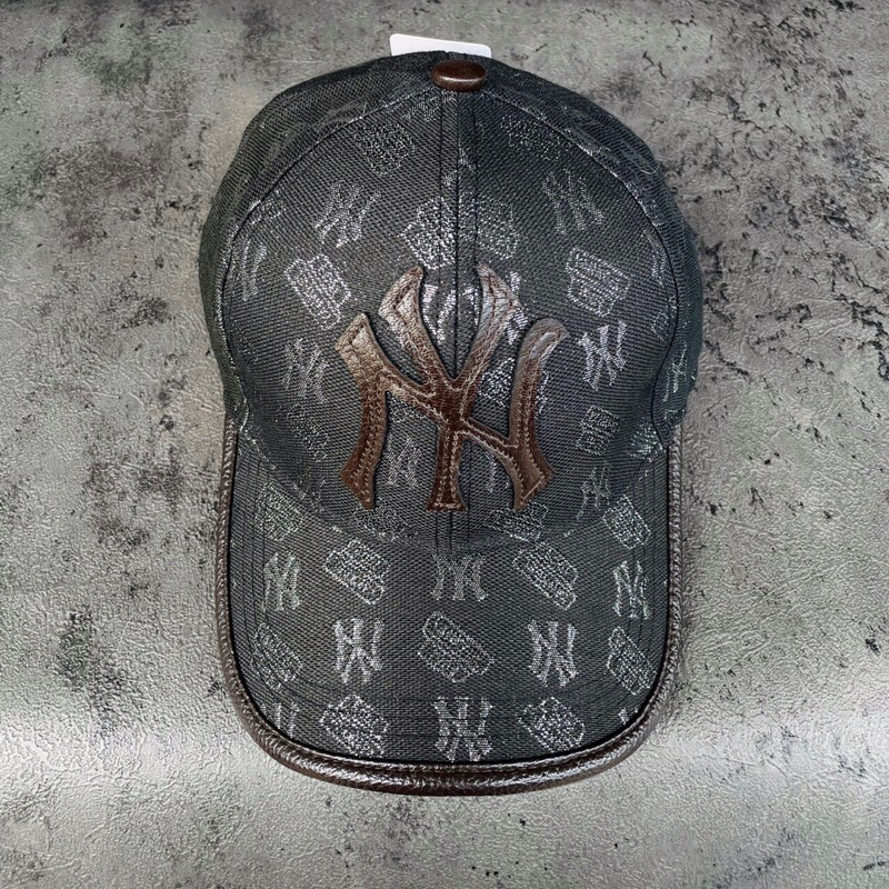 TOPI BASEBALL MLB CAP MONOGRAM NEW YORK HALF LEATHER DARK GREY