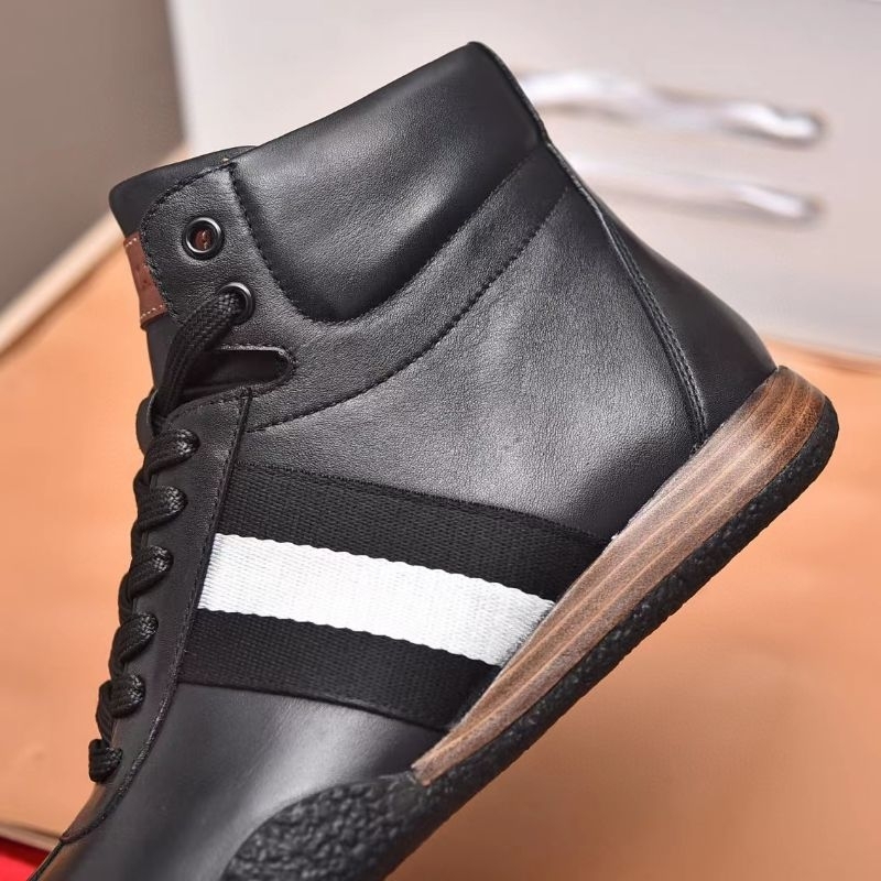 sepatu boot cowok bal ly sepatu pria sneaker high top men shoes strip mirror hitam p1shoes kulit