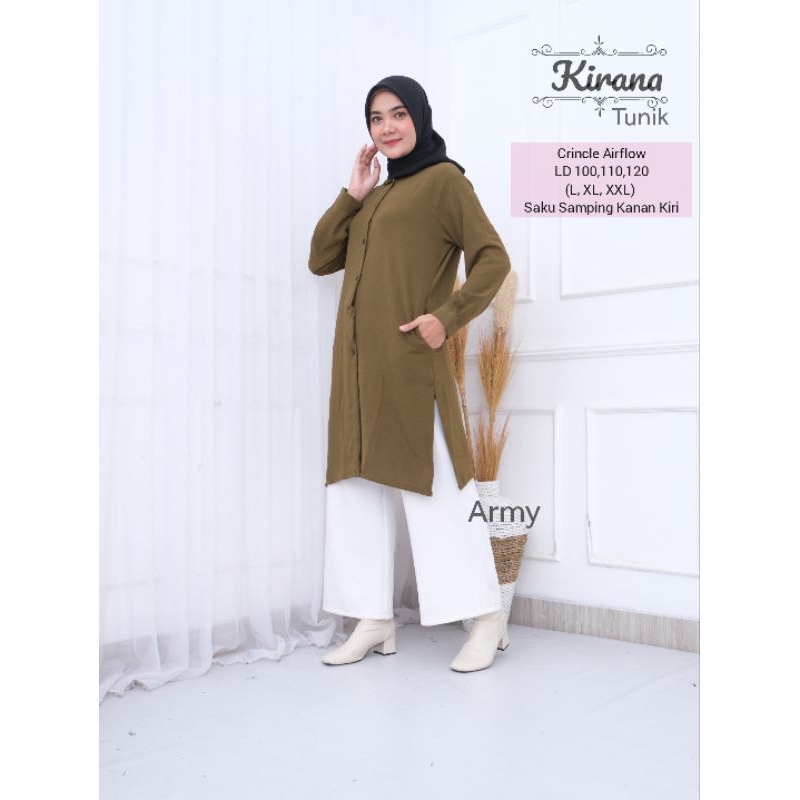 PROMO KIRANA TUNIK/LONG TUNIK CRINCLE AIRFLOW LD 100,110,120 (L, XL, XXL)