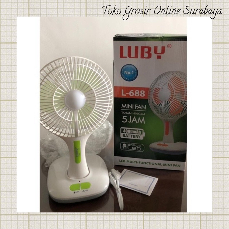 Kipas Angin Cas  Portable + Lampu Luby L688