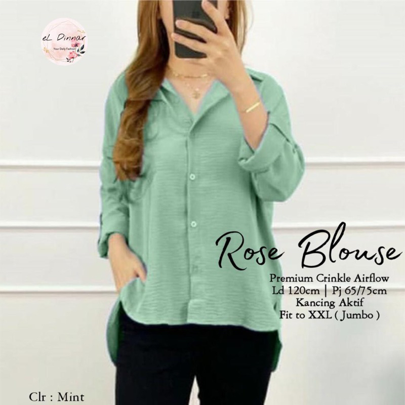 Atasan wanita rose blouse crinkle