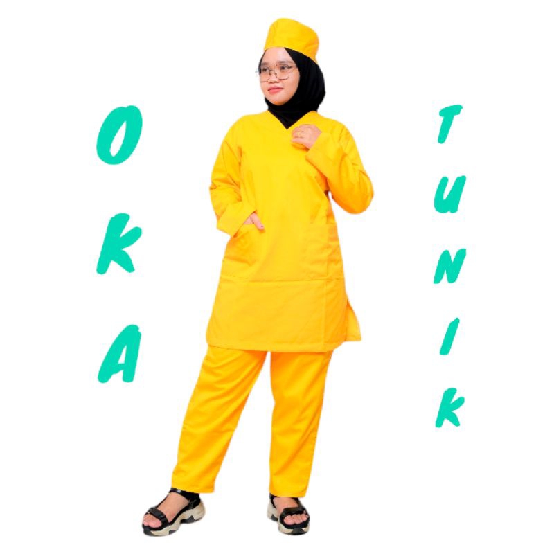 baju ok tunik lengan panjang oka lengan pendek scrub medis seragam perawat jaga dokter