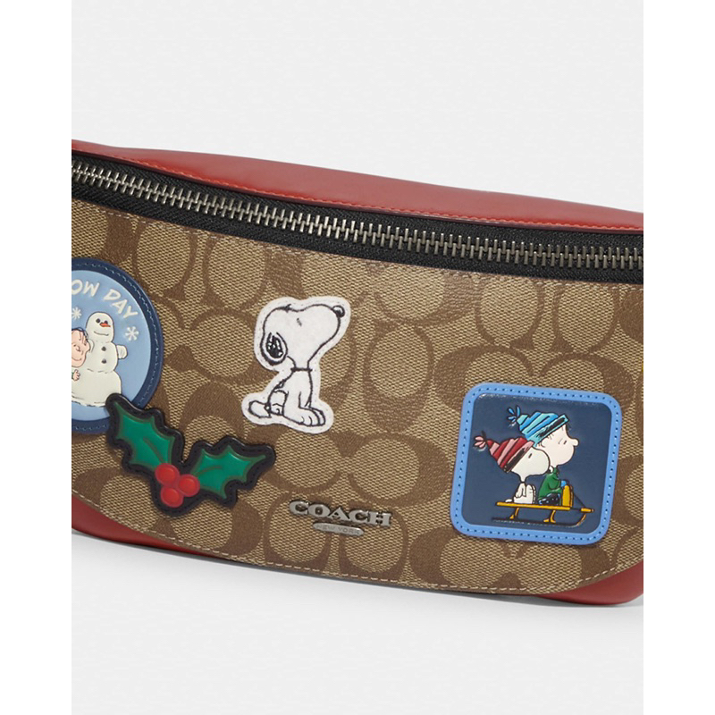 Coach X Peanuts Warren Belt Bag In Signature Canvas With Patches (CE541)