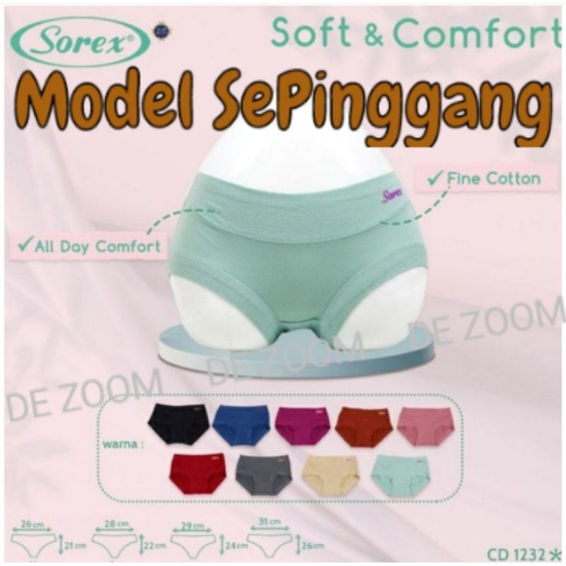 Celana Dalam Wanita Sorex 1232 Bahan Katun Melar Soft Comford