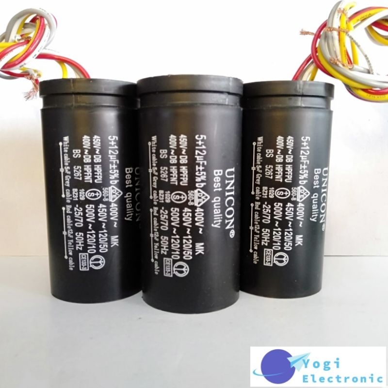 KAPASITOR MESIN CUCI 12uf+5uf UNICON