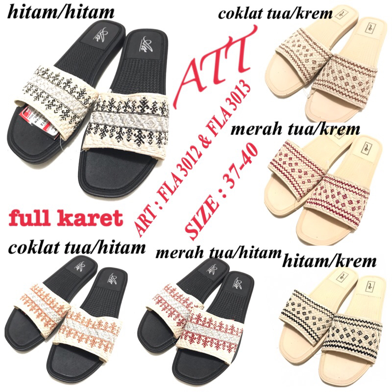 SANDAL SELOP WANITA ATT FLA 3012 FLA 3012 FULL KARET RINGAN