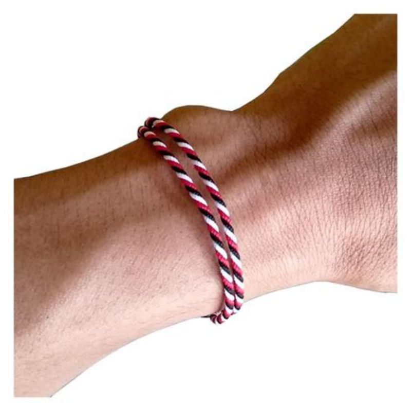 Gelang Tridatu Original Asli Bali Warna Merah Hitam Putih Ukuran 3mm Handmade Model Tali Serut Adjus