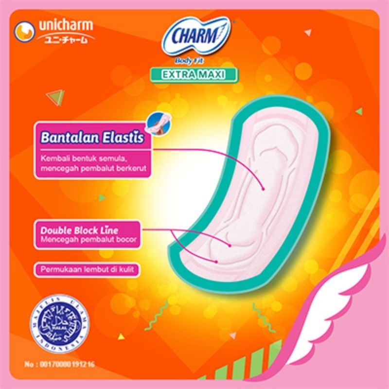 Charm Body Fit Non Wing 23 cm isi 30 pads Pembalut Wanita Extra Maxi