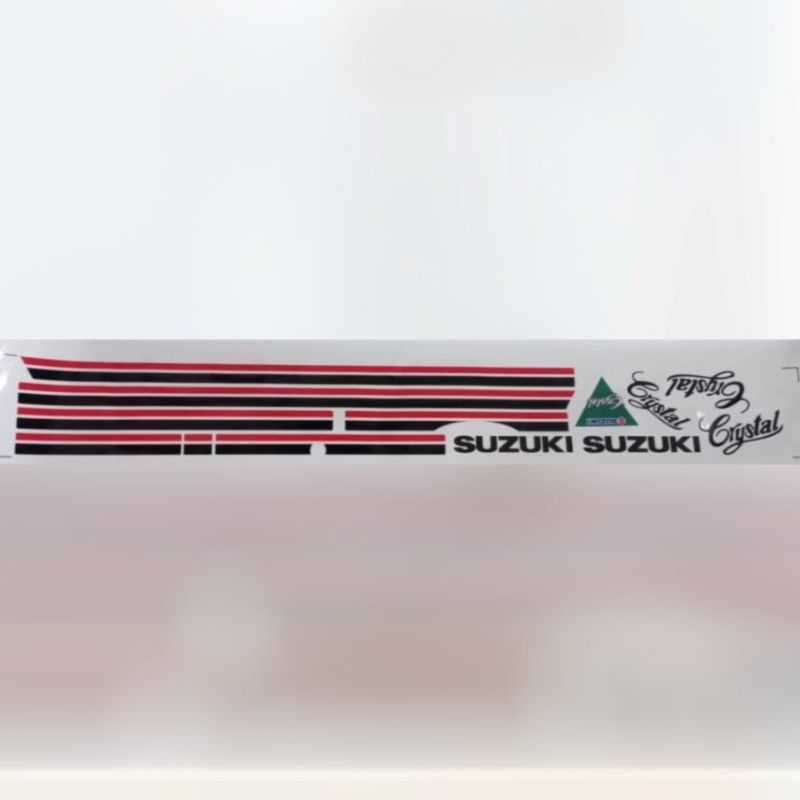 Sticker Striping Motor Suzuki Crystal Tahun 90 Merah Putih Hitam Printing Cutting Tahan Pernis