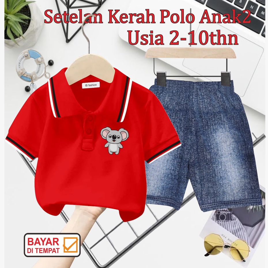 ((IB))SETELAN ANAK2 KERAH POLO/LOGO KOALA DIGITAL SABLON