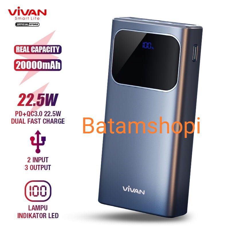 vivan vpb-c20 powerbank 20.000mah original vivan powerbank 20000 mah new