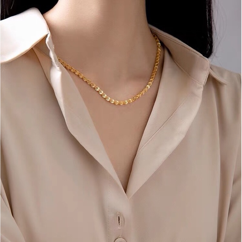 Kalung Titanium Gold Trending Elegan Korea Fashion Style Premium