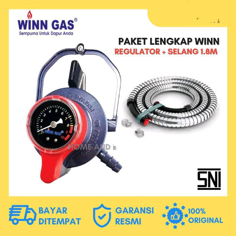 Winn Gas  , W 900 , Win Gas , Selang + regulator Safety stainless steel 1.8 Meter