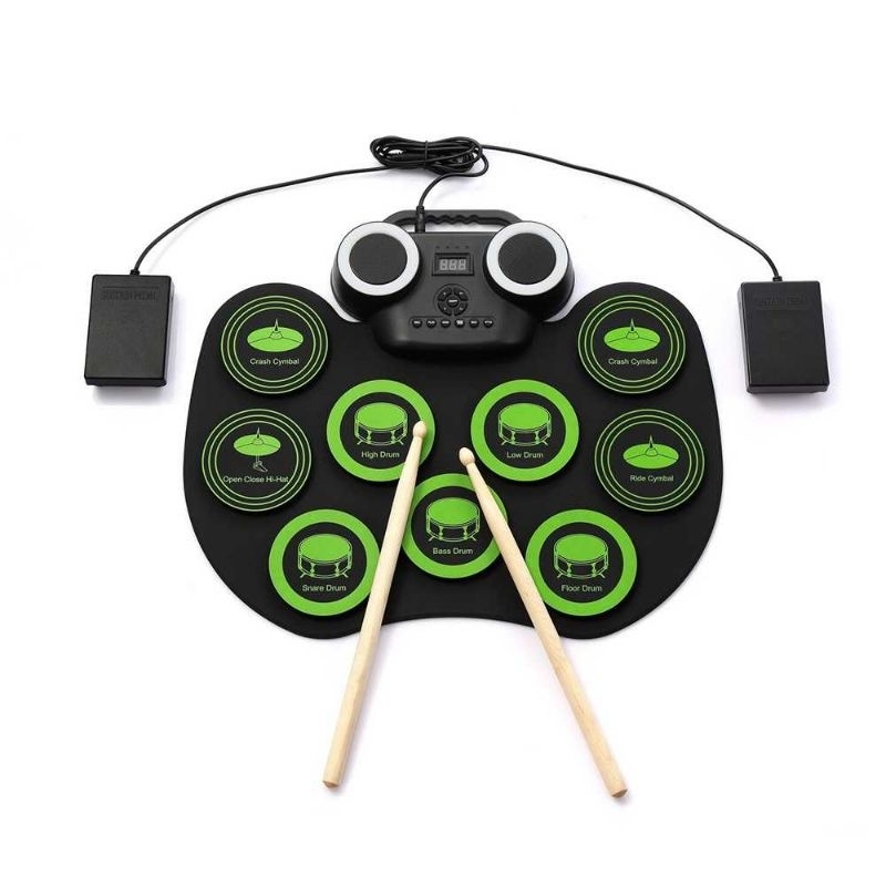 Ammoon Electronic Digital Drum Kit 9 Pads Folding 1200 mAh - G6009 Hijau