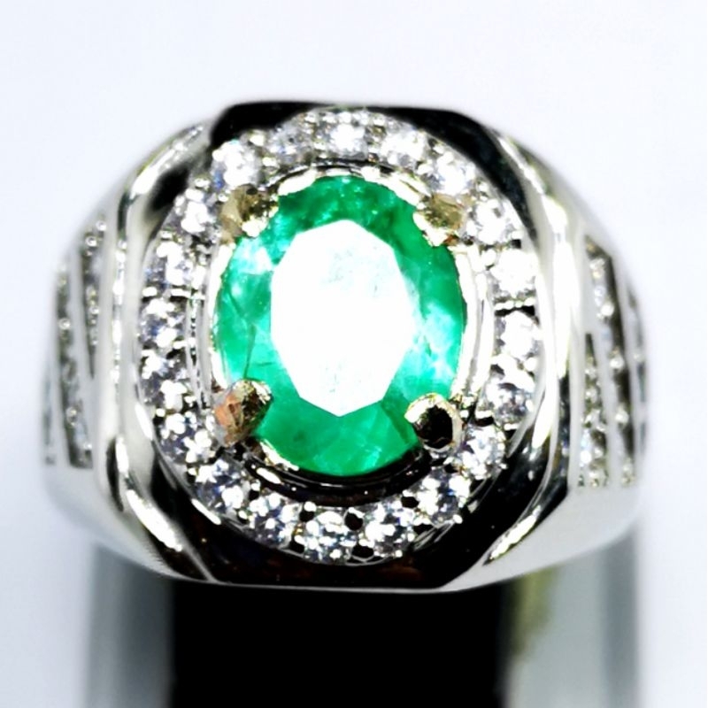 BATU PERMATA ZAMRUD COLOMBIA ASLI NATURAL RING PERAK BANGKOK 926 SIAP PAKAI