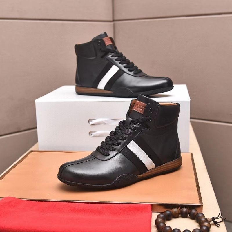 sepatu boot cowok bal ly sepatu pria sneaker high top men shoes strip mirror hitam p1shoes kulit