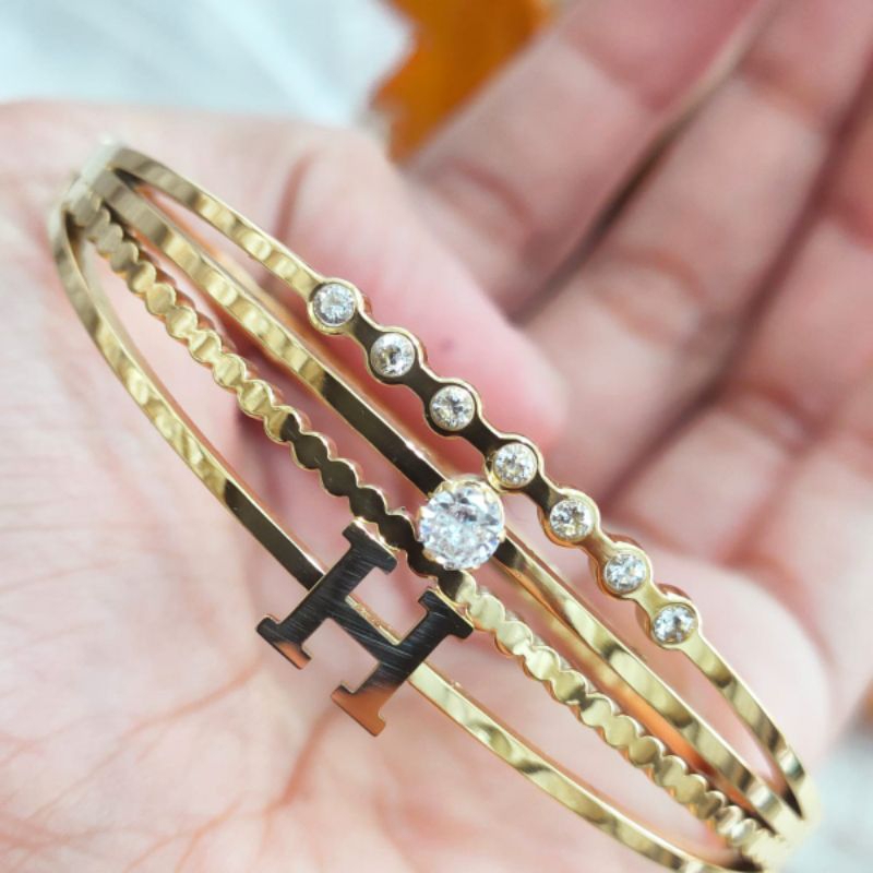 Gelang titanium perhiasan wanita anti luntur 009