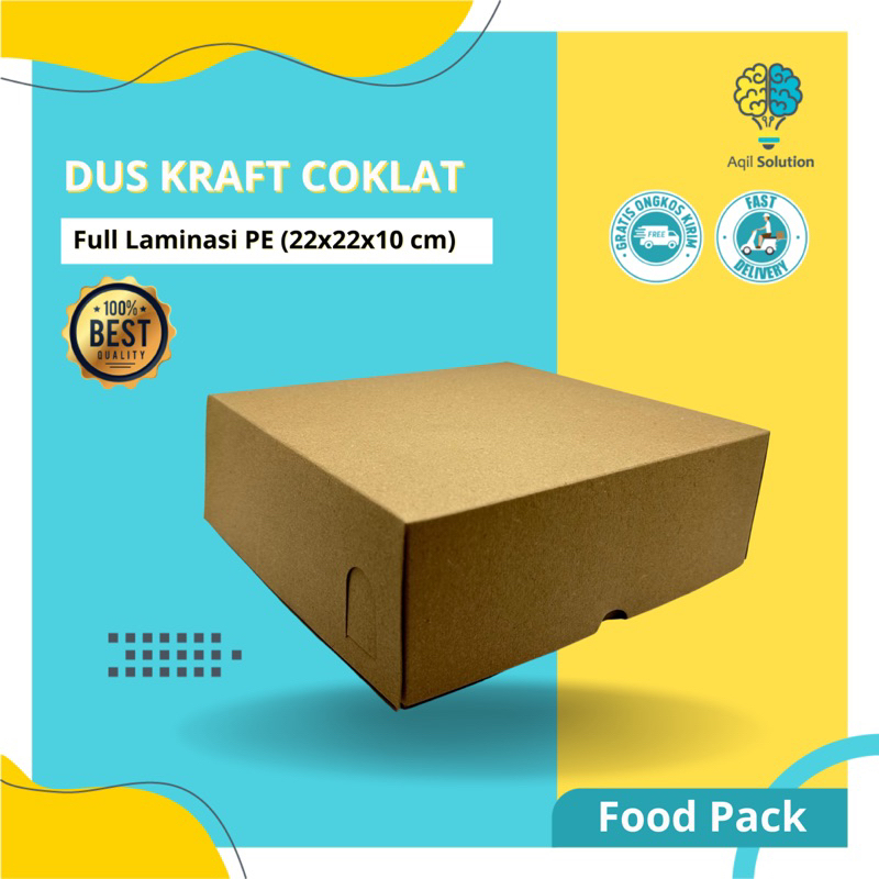 (22x22x10cm) Box Catering, kardus Laminasi kraft, Dus Catering / Box Kue / Kotak hampers coklat / Box Kue