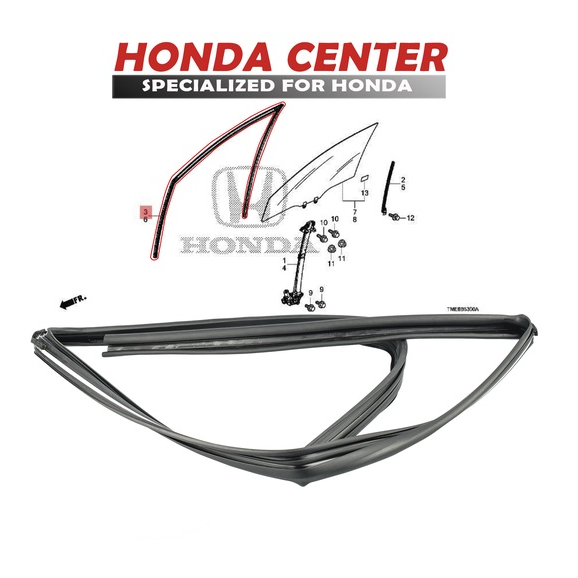 Asli original honda,karet runchannel chanel karet bulu kaca rel naik turun kaca pintu depan kanan mobil honda crv RW gen5 2018 2019 2020 2021 2022 2023