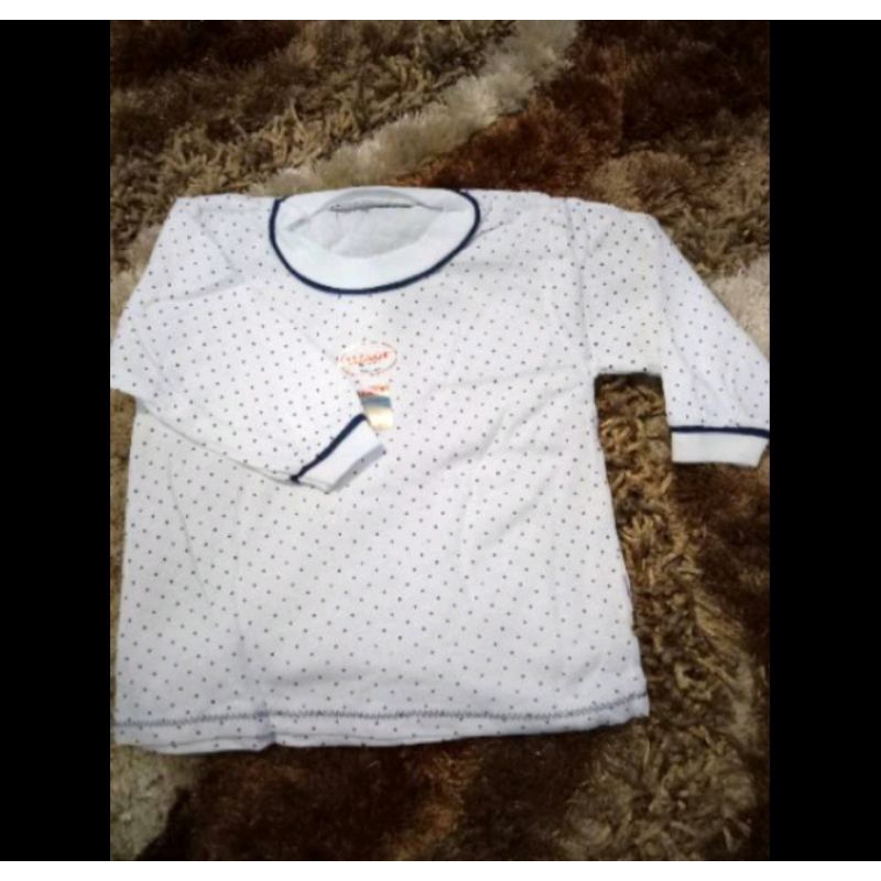 Baju putih panjang bintik bayi / baju panjang bayi / baju panjang 0-24 bulan