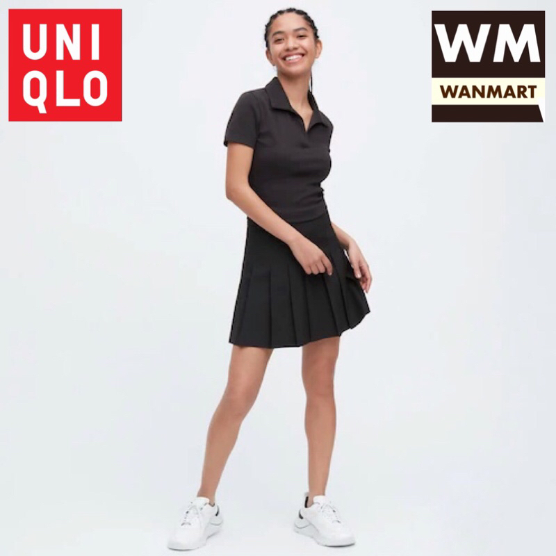 UNIQLO Women Pleated Skirt Rok Mini Lipit Wanita Black