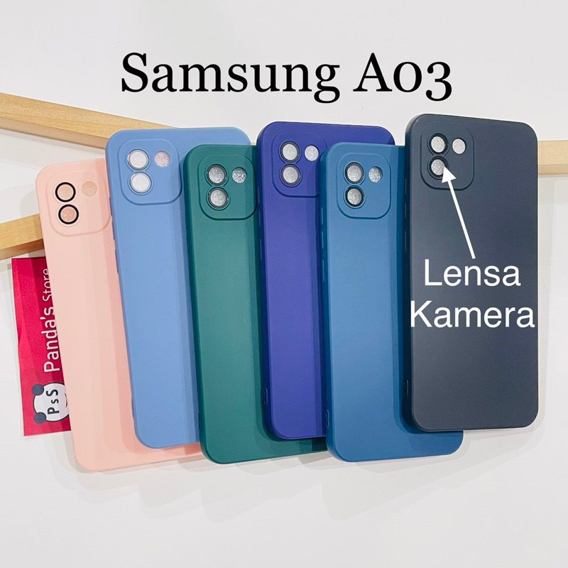 Case Samsung A03 Lenspro Makaron Full Color Softcase Pro Lensa