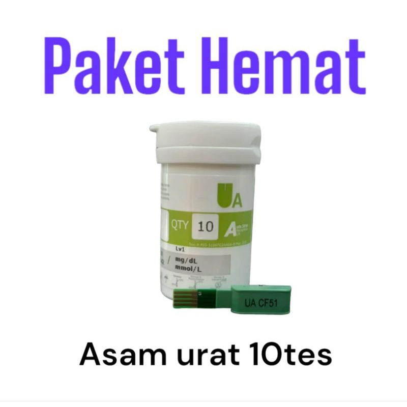 PAKET HEMAT AUTOCHECK Strip ASAM URAT Strip 10tes + Chip  per botol / tanpa box