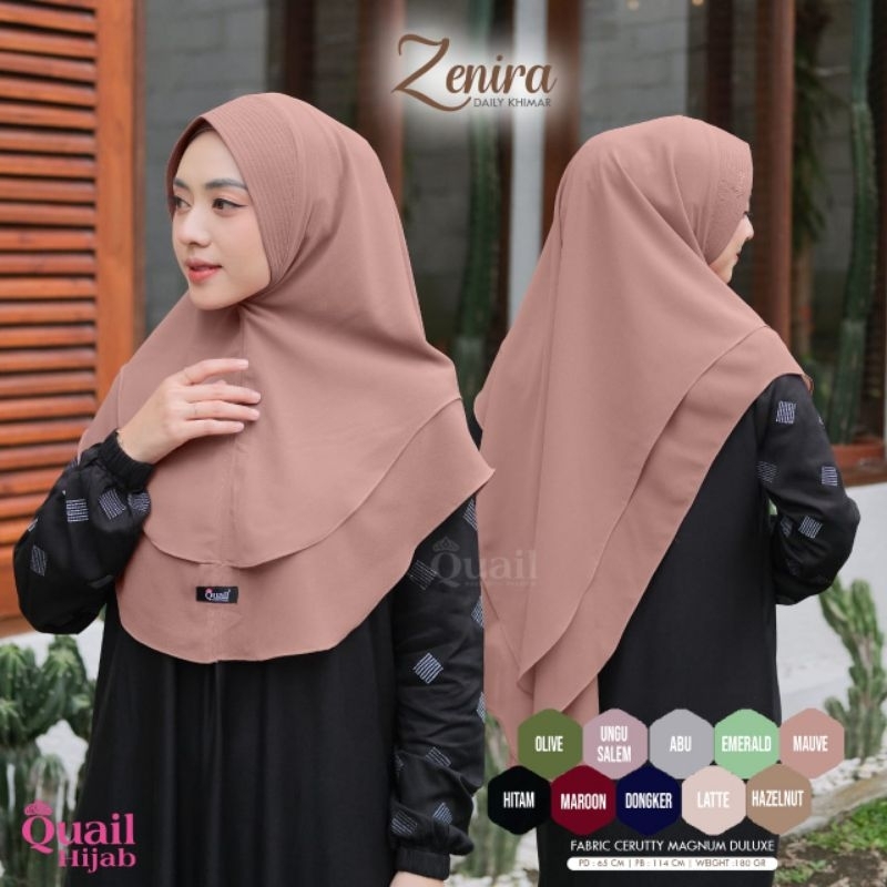 Khimar Zenira by Quail Hijab | Hijab 2 Layer | Hijab Ceruty