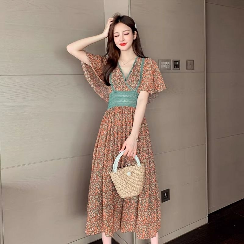 MDLV ~ 12610# Calandra Kimono Sleeve Wrap Dress Maxi Import