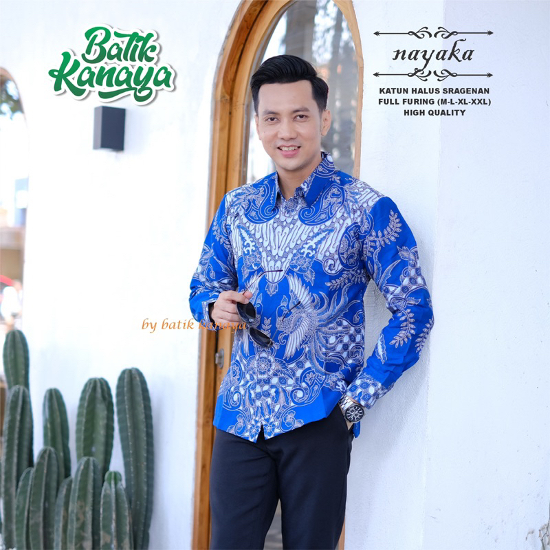 NAYAKA Baju Batik Pria Full Furing Bahan Katun Sragenan