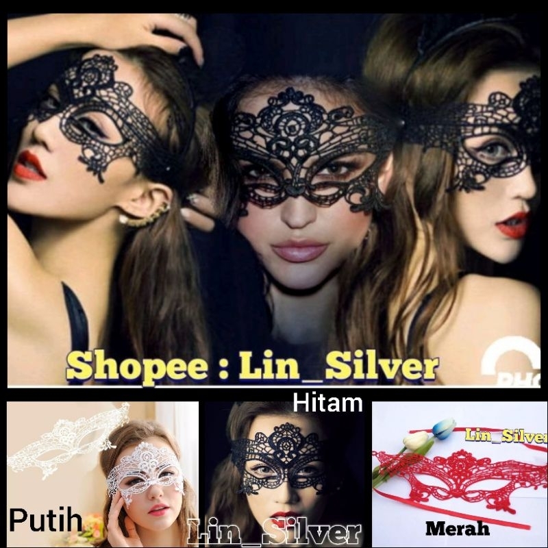 Topeng Mata Wanita Seksi Hitam Merah / Eye Mask Pelengkap Lingerie