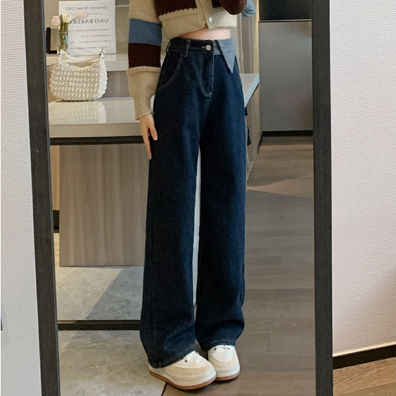 celana jeans highwaist wanita korea style import straight celana kulot baggy vintage celana kulot kancing