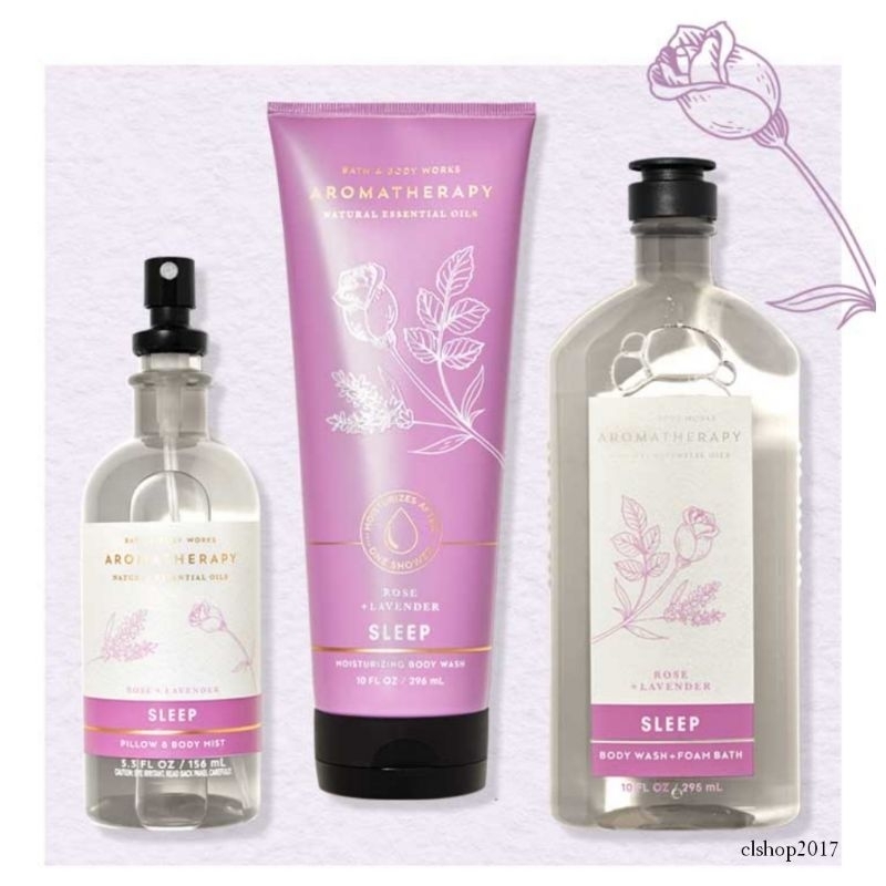 BATH AND BODY WORKS BBW SLEEP ROSE LAVENDER SERIES BODY MIST BODY CREAM BODY LOTION BODY WASH SHOWER GEL WALLFLOWER SCENTPORTABLE POCKETBAC BODY SCRUB DEEP CLEANSING SOAP PILLOWMIST ROOMSPRAY BODY SCRUB LUXURY BATH GENTLE FOAMING GENTLE GEL