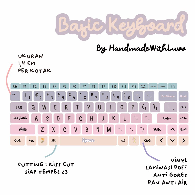 

HWL STUDIO - Basic Sticker Keyboard - stiker cute - Siap Tempel - Pastel - Earth Tone - Aesthetic - Kiss Cut - Waterproof Sticker