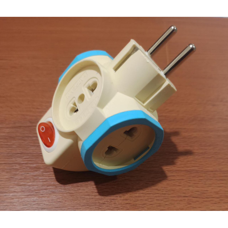 Steker T Listrik 4 cabang tombol switch ON OFF SNI colokan cabang multi electricity Switch