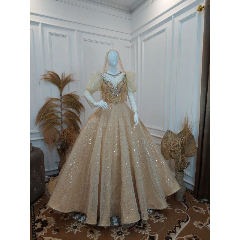 GAUN PENGANTIN  BERBY BEREKOR//GAUN MODREN | GAUN PAYET BUNGA 3D | BAJU WEDDING MEWAH | BAJU PENGANTIN TERBARU