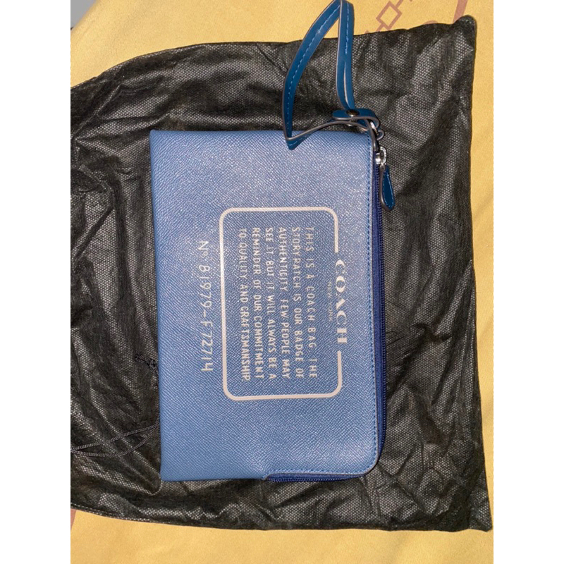 clutch COACH original - pvc leather - biru